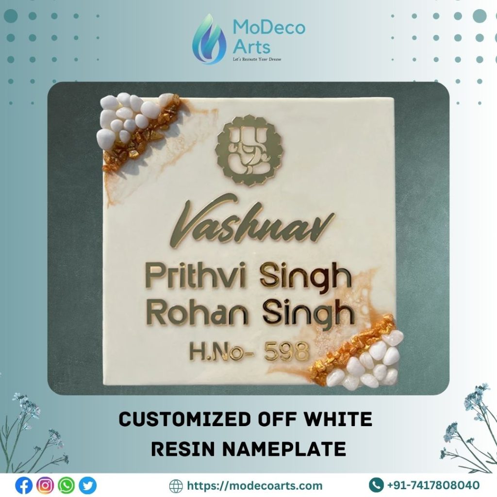 Off White Resin Nameplate
