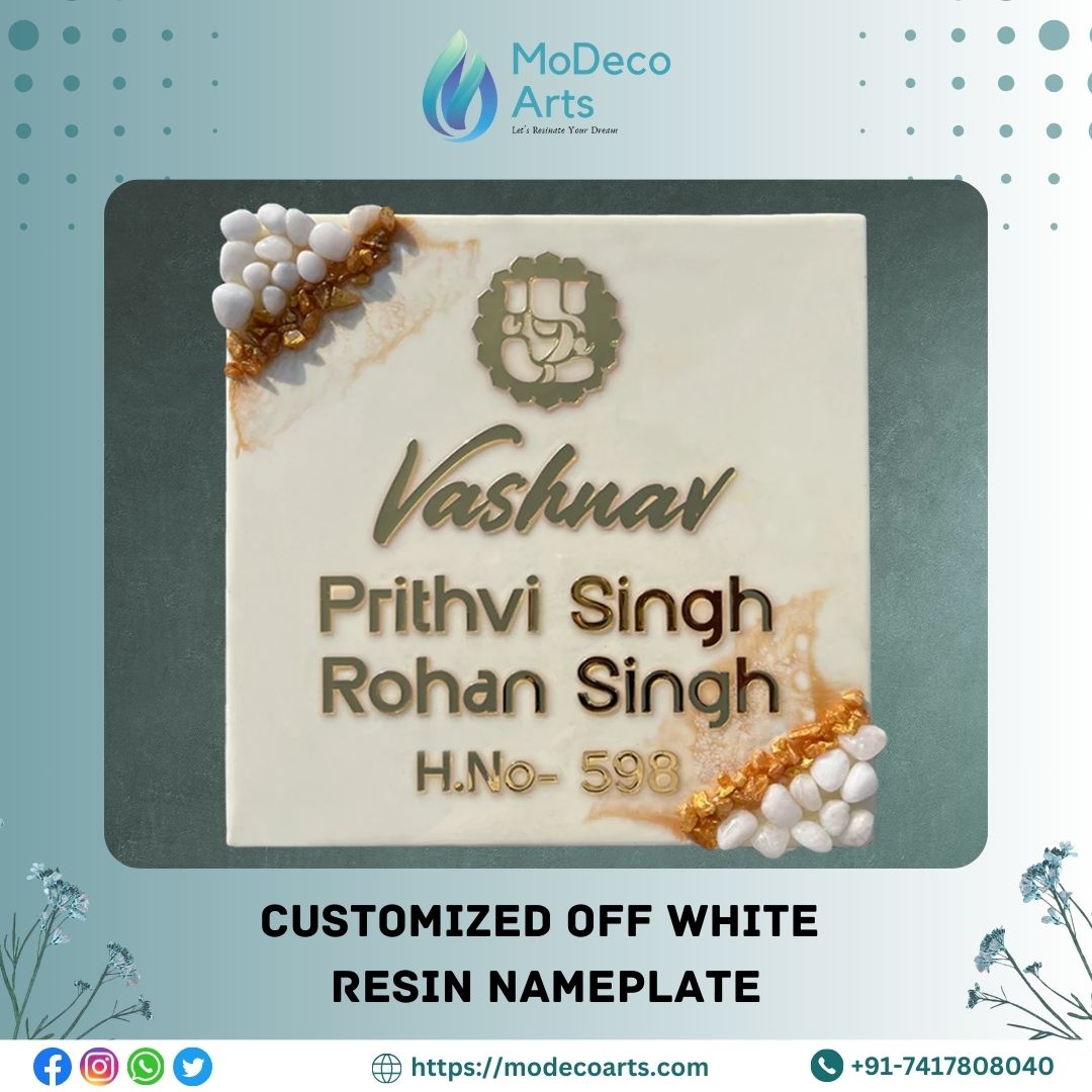 Off White Resin Nameplate