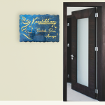 Shree Krishna Blue Metallic Resin Coated Nameplate 1