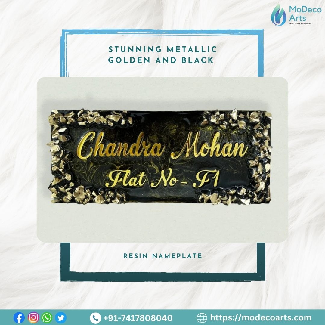 Stunning Metallic Golden Black Resin Nameplate