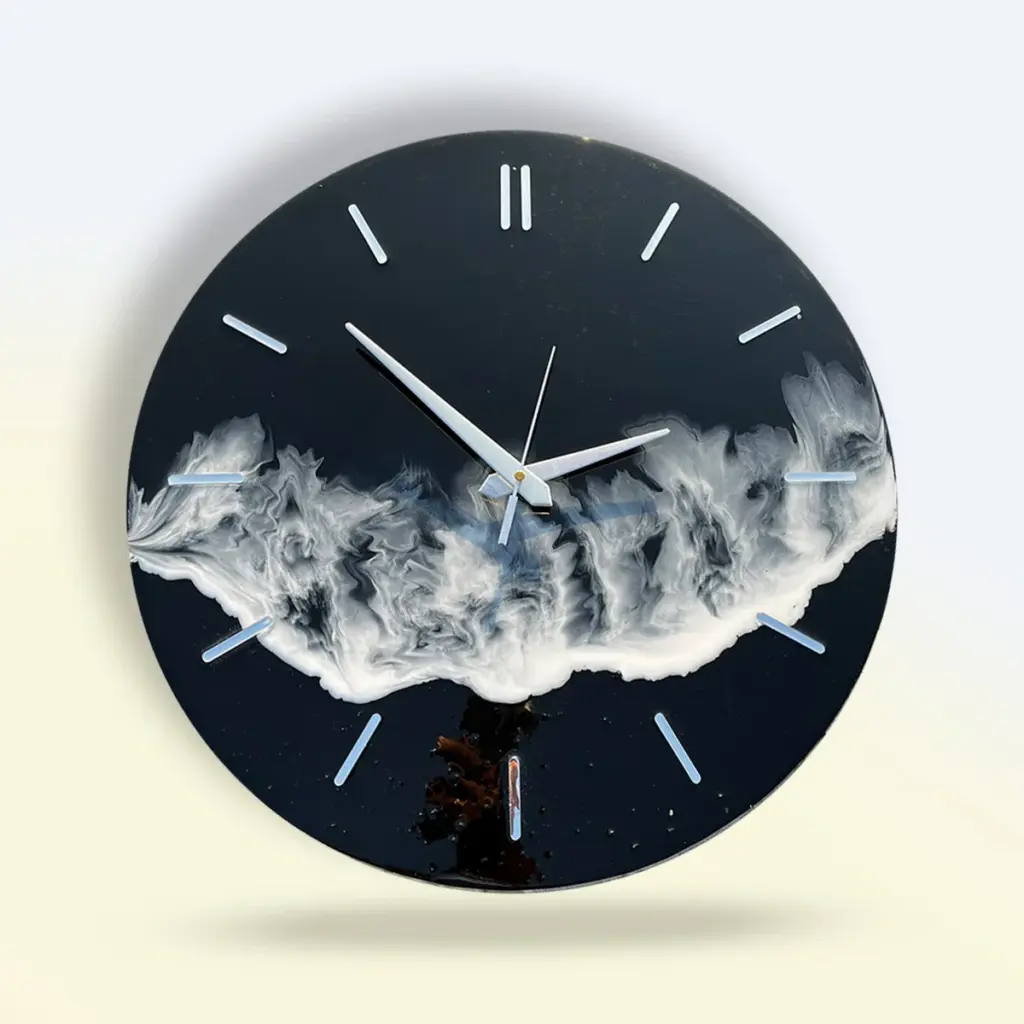 Black ocean resin wall clock 5 (1)