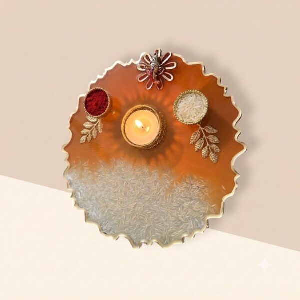 Devotional 3D Ganesha Orange Pooja Thali
