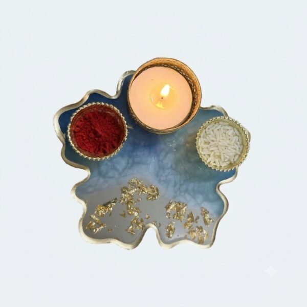 Flower Design Mini Pooja Platter 1