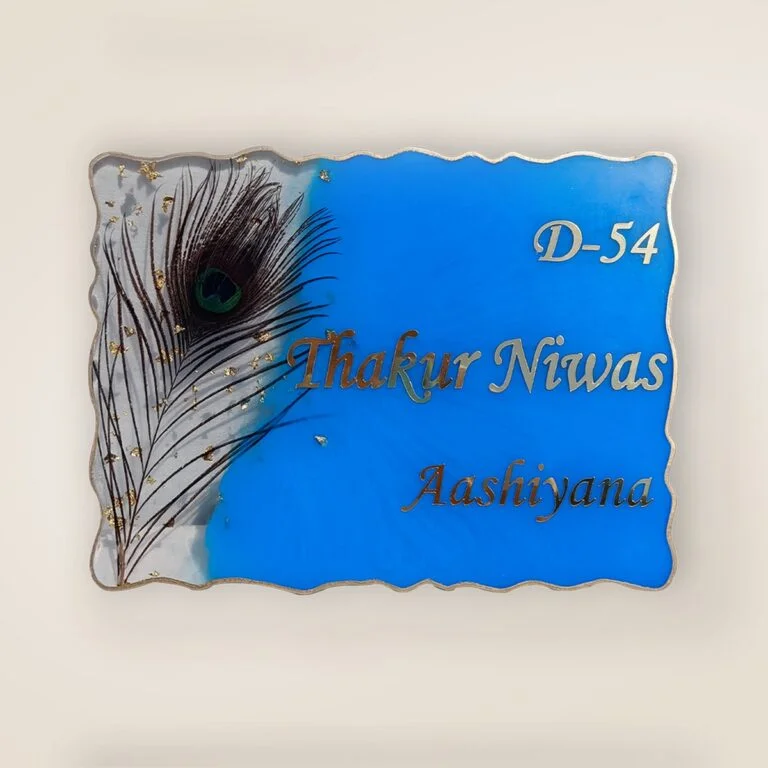Marine Blue Transparent Casting Resin Nameplate 1 768x768