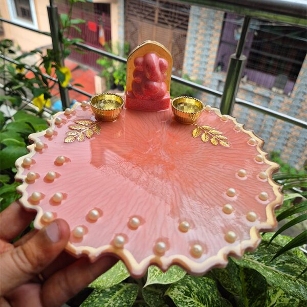 Metallic Pink Pooja Thali 7