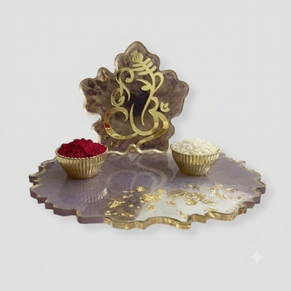 Metallic Purple Resin Pooja Thali 1