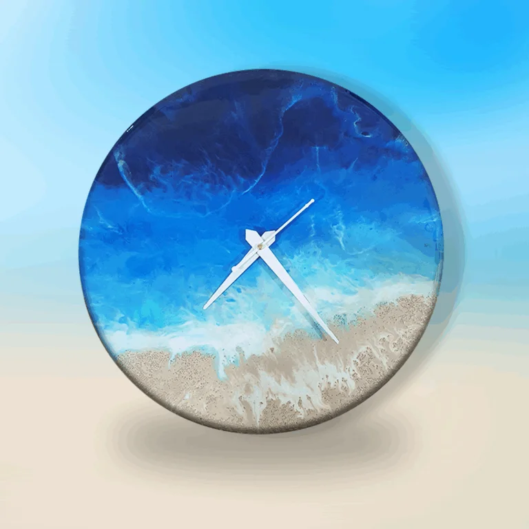 Ocean Theme with White Needle Resin 14 Inch Wall Clock 768x768