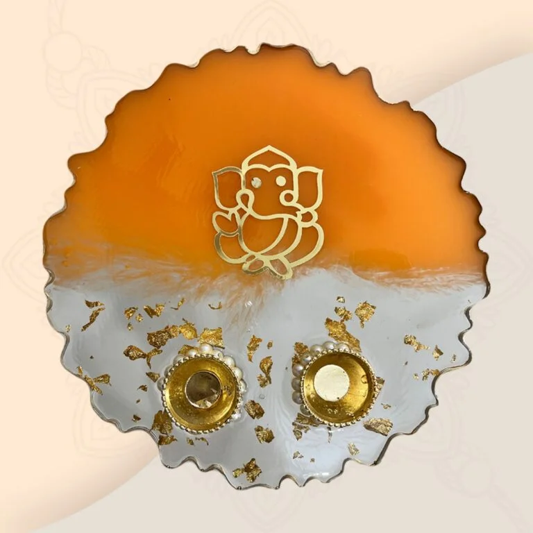 Orange and Transparent Diwali Special Pooja Platter 768x768