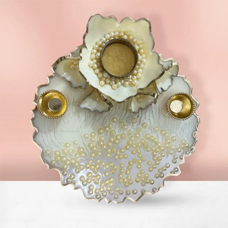 Pearl Magic with 3D Flowers Pooja Platter 768x768