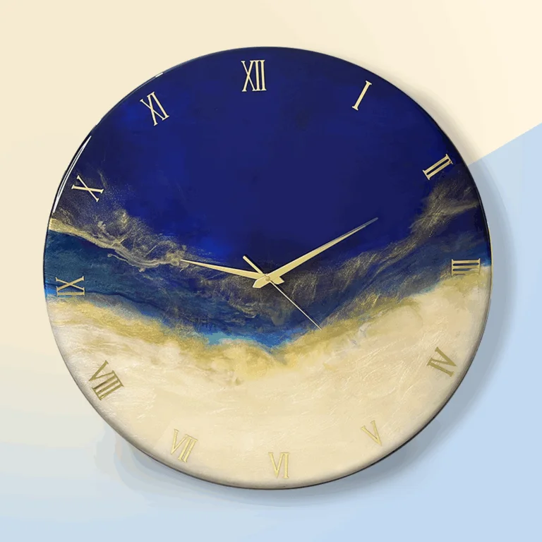 Royal Blue with Metallic Offwhite Resin 24 Inch Wall Clock 1 768x768