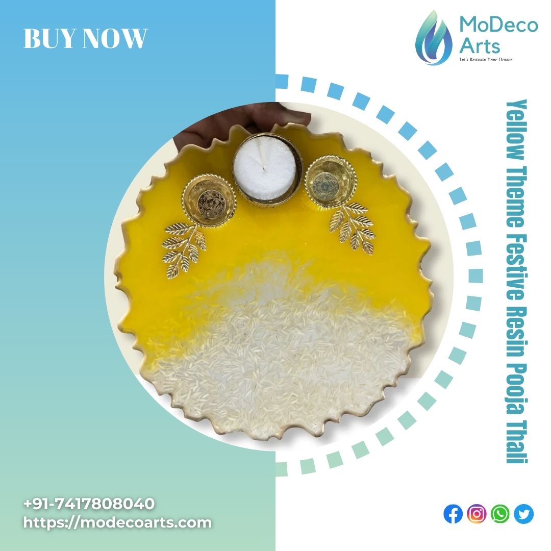 Yellow Resin Pooja Thali