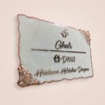 rose gold resin nameplate.