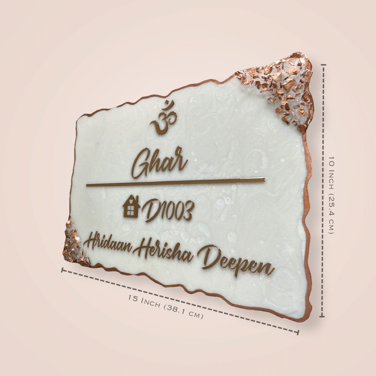 rose gold resin nameplate. 2