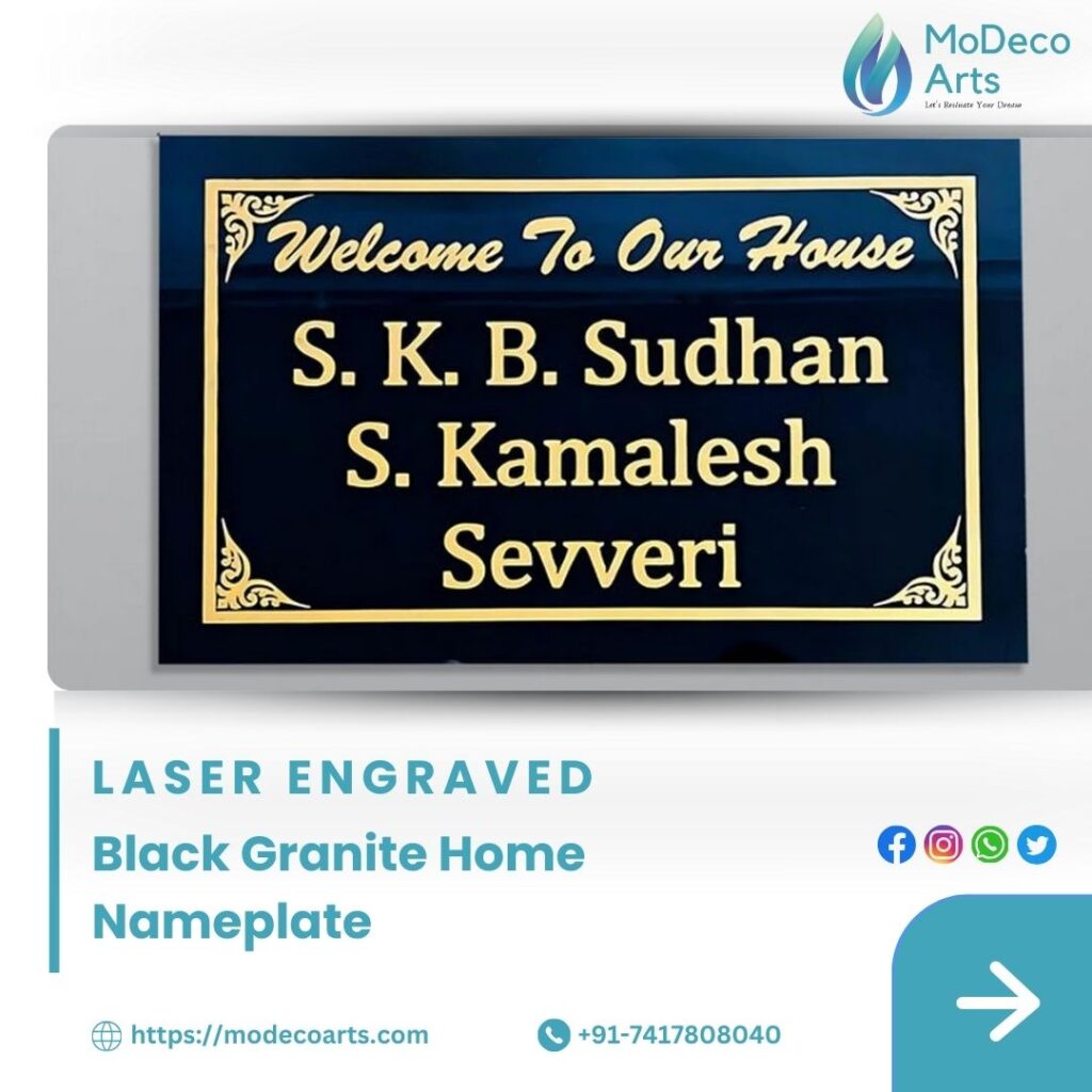 Black Granite Home Nameplate