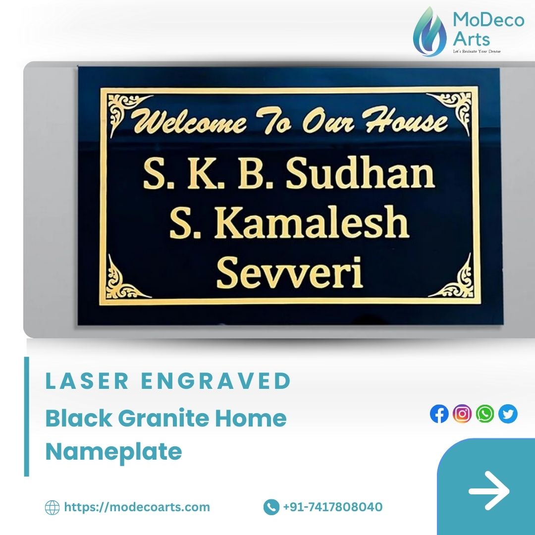 Black Granite Home Nameplate