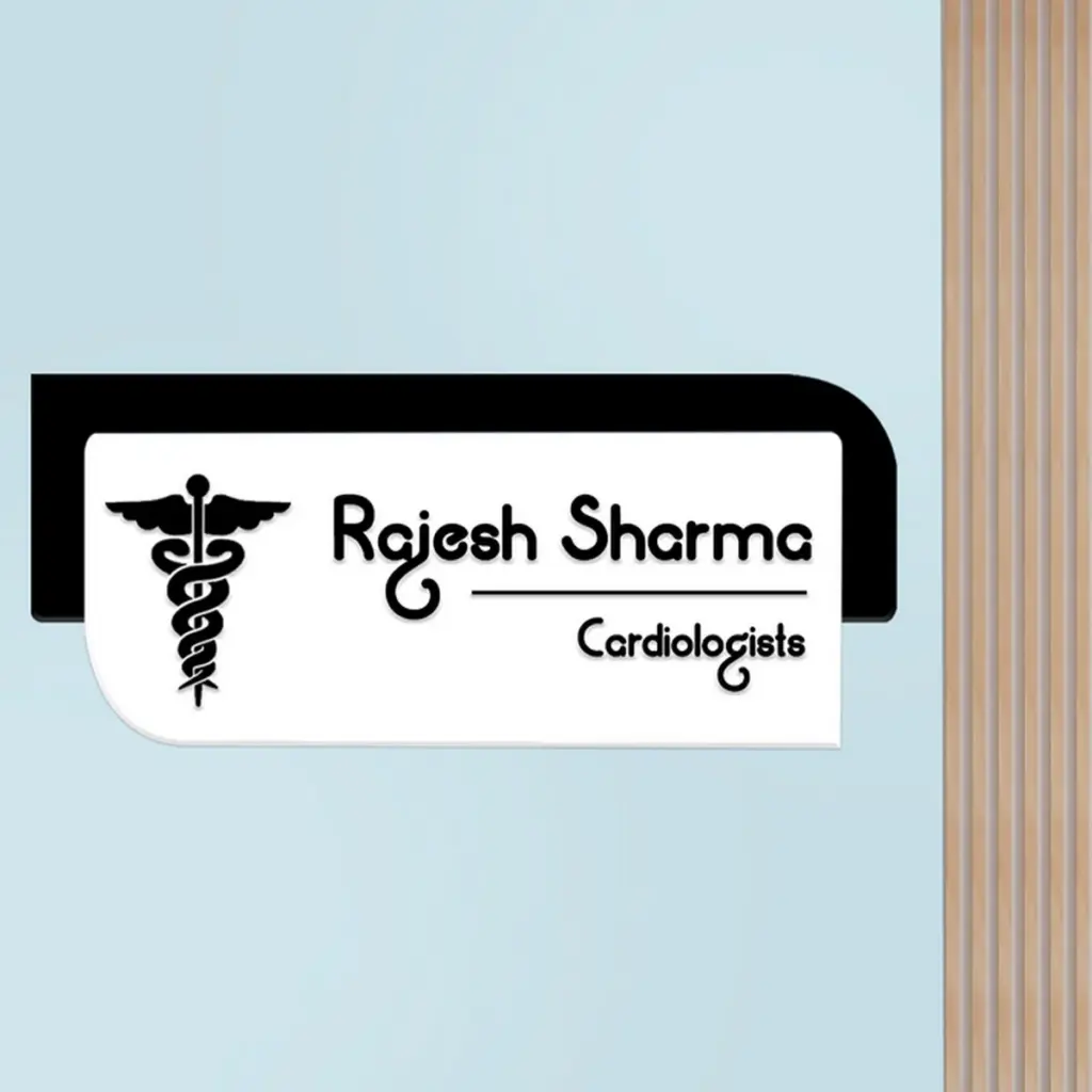 Black and White Acrylic 2 Layer Doctor Nameplate