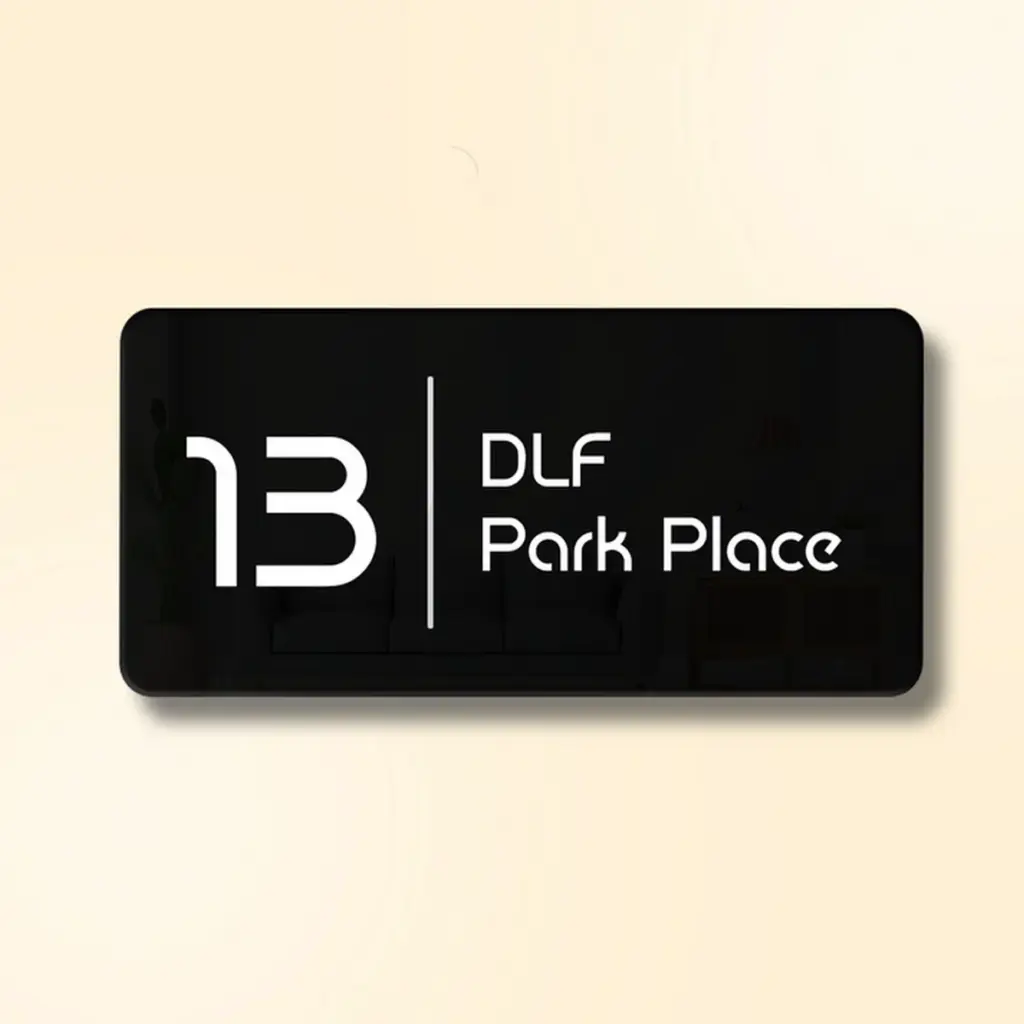 DLF Park Black Acrylic UV Printed House Nameplate