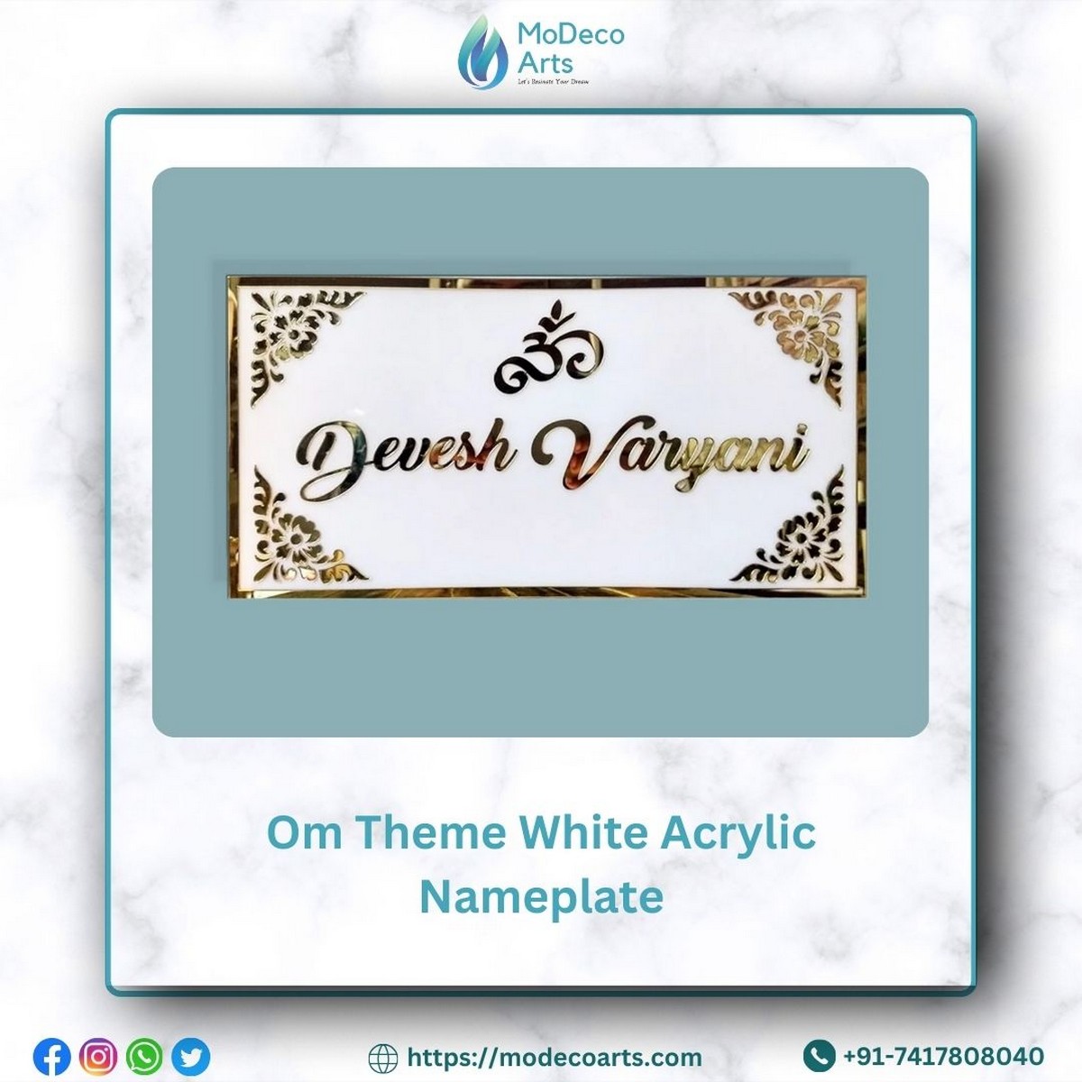 Om Theme Acrylic Nameplate