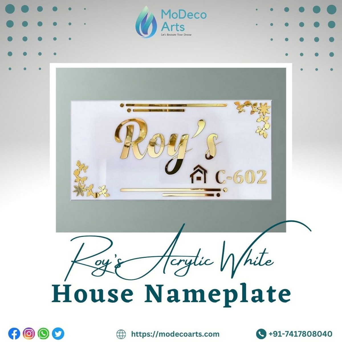 Roy’s Acrylic House Nameplate