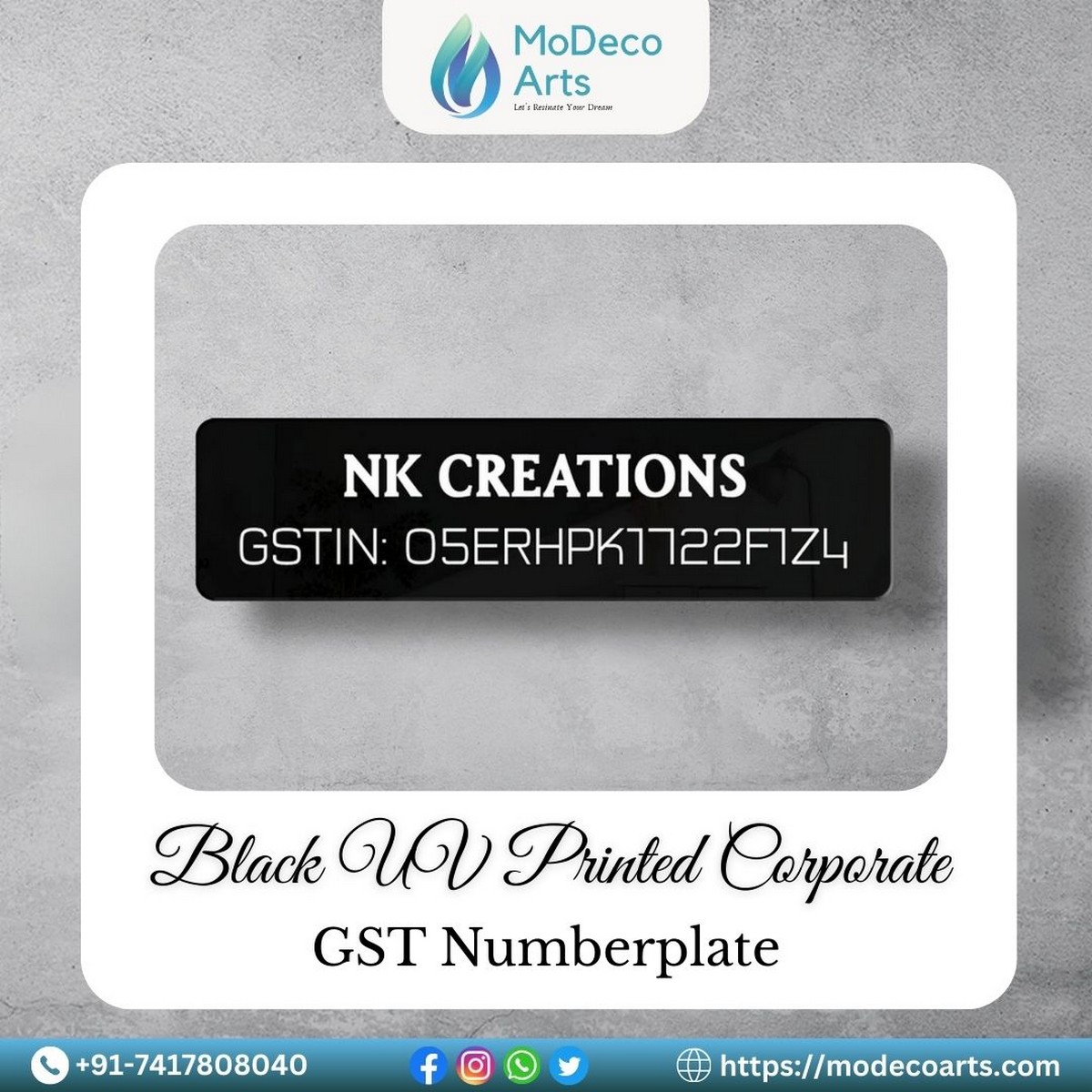 UV Printed GST Numberplate