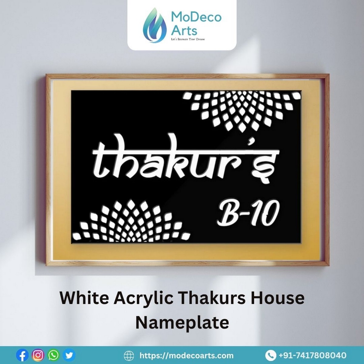 Acrylic Thakurs House Nameplate