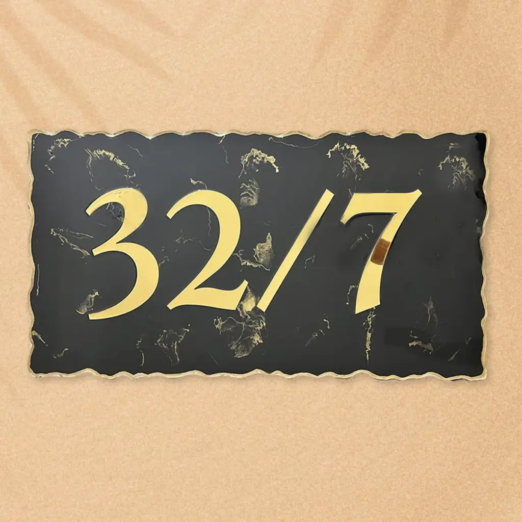 Black and Golden Marble Textured Resin House Nameplate blog
