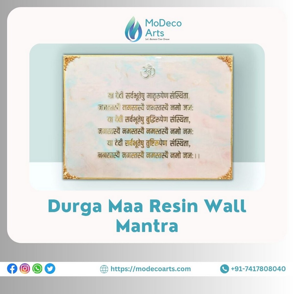 Durga Maa Resin Wall Mantra