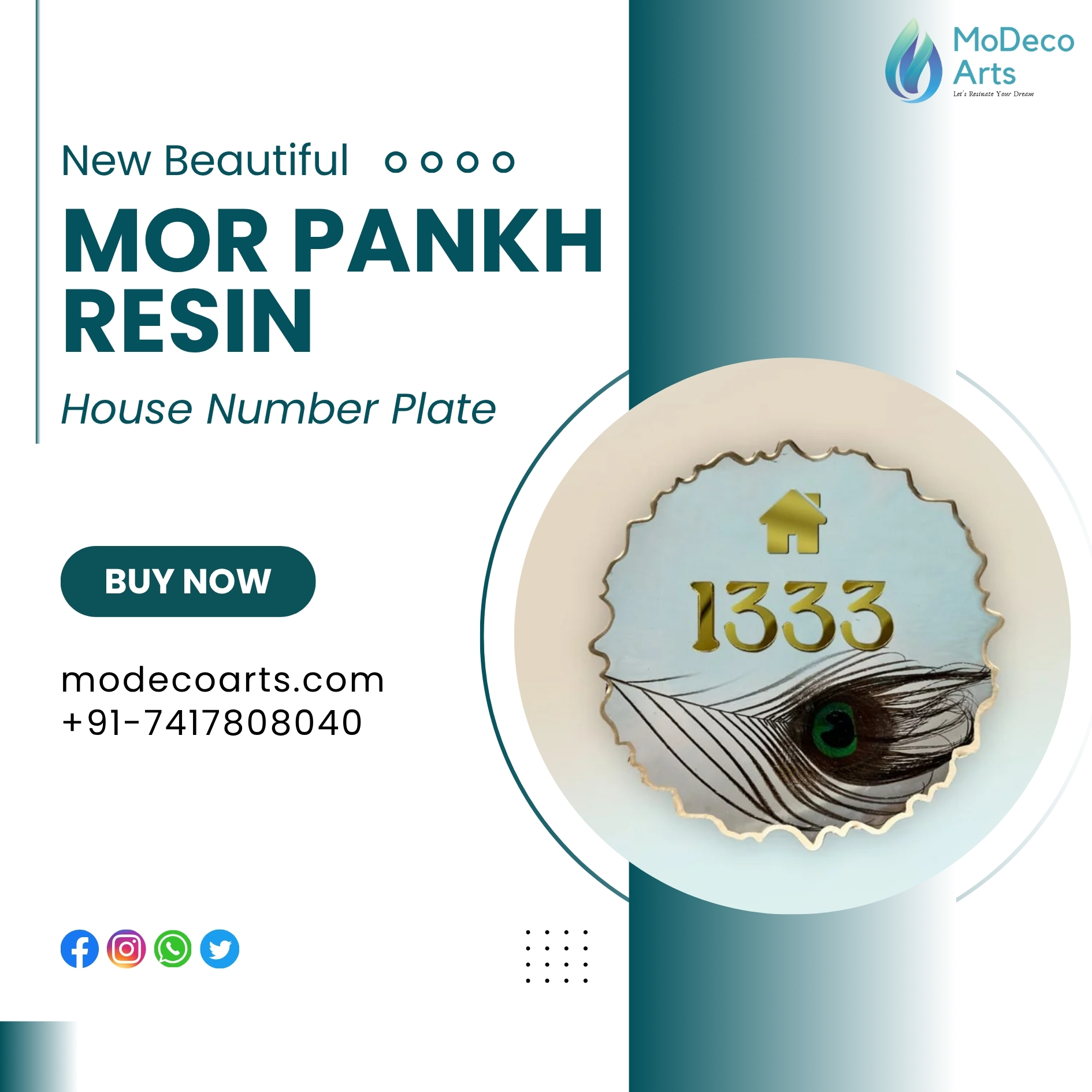 Mor Pankh Resin House Name Plate