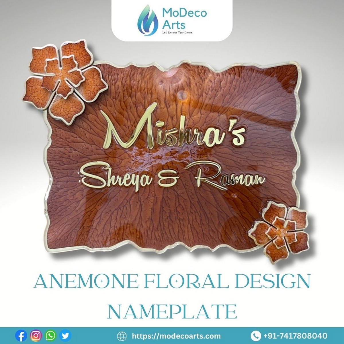 Anemone Floral Design Nameplate