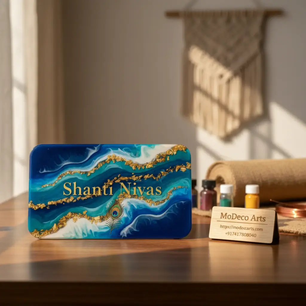 Epoxy Nameplate Indian Style Premium Handcrafted Elegance by MoDeco Arts