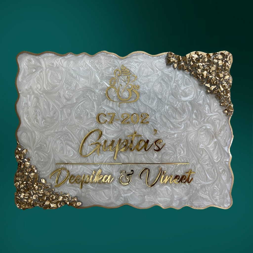 Ganesha Theme Premium Swirl Pattern Resin Coated Nameplate 4 1