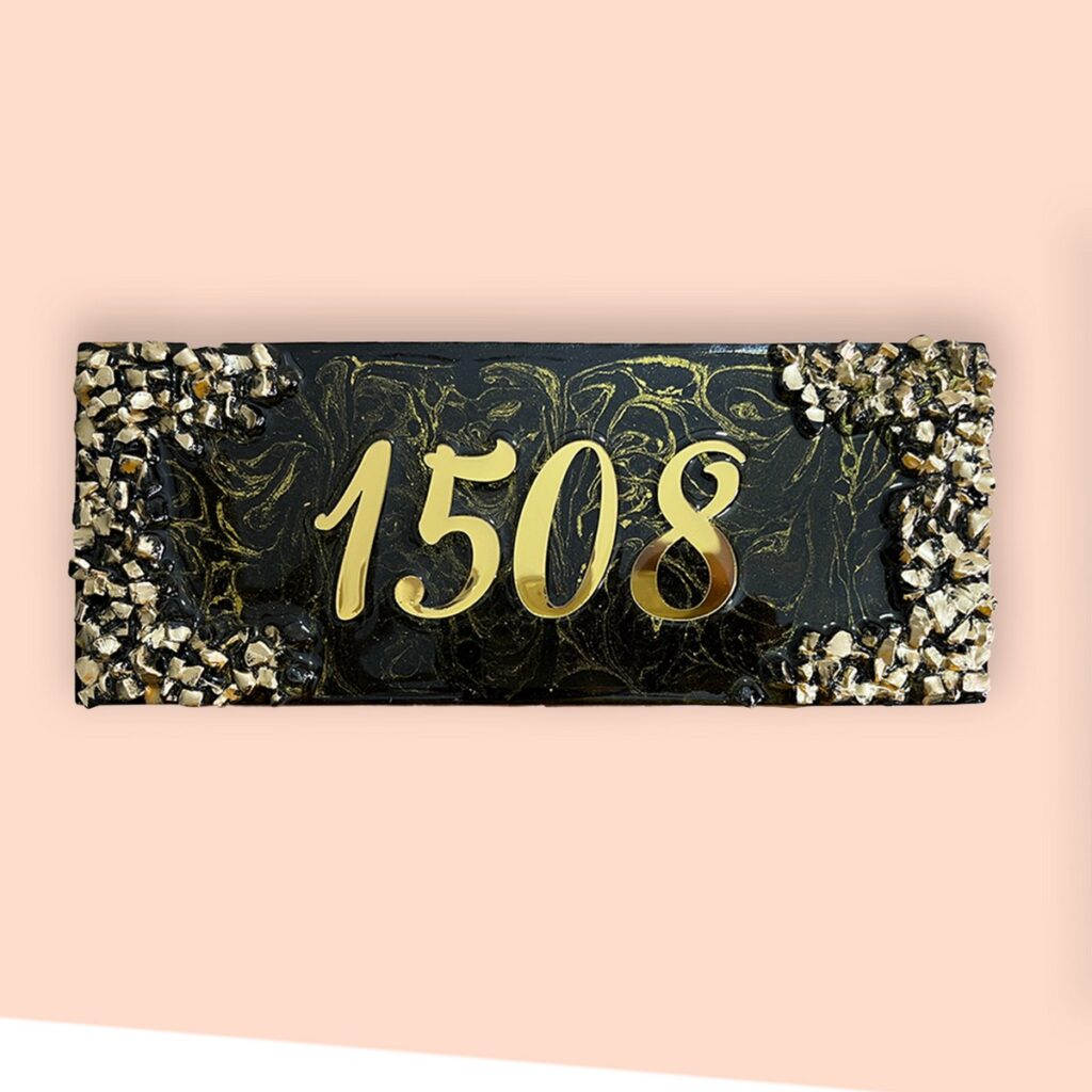 Metallic Golden and Black Blend House Numberplate 2