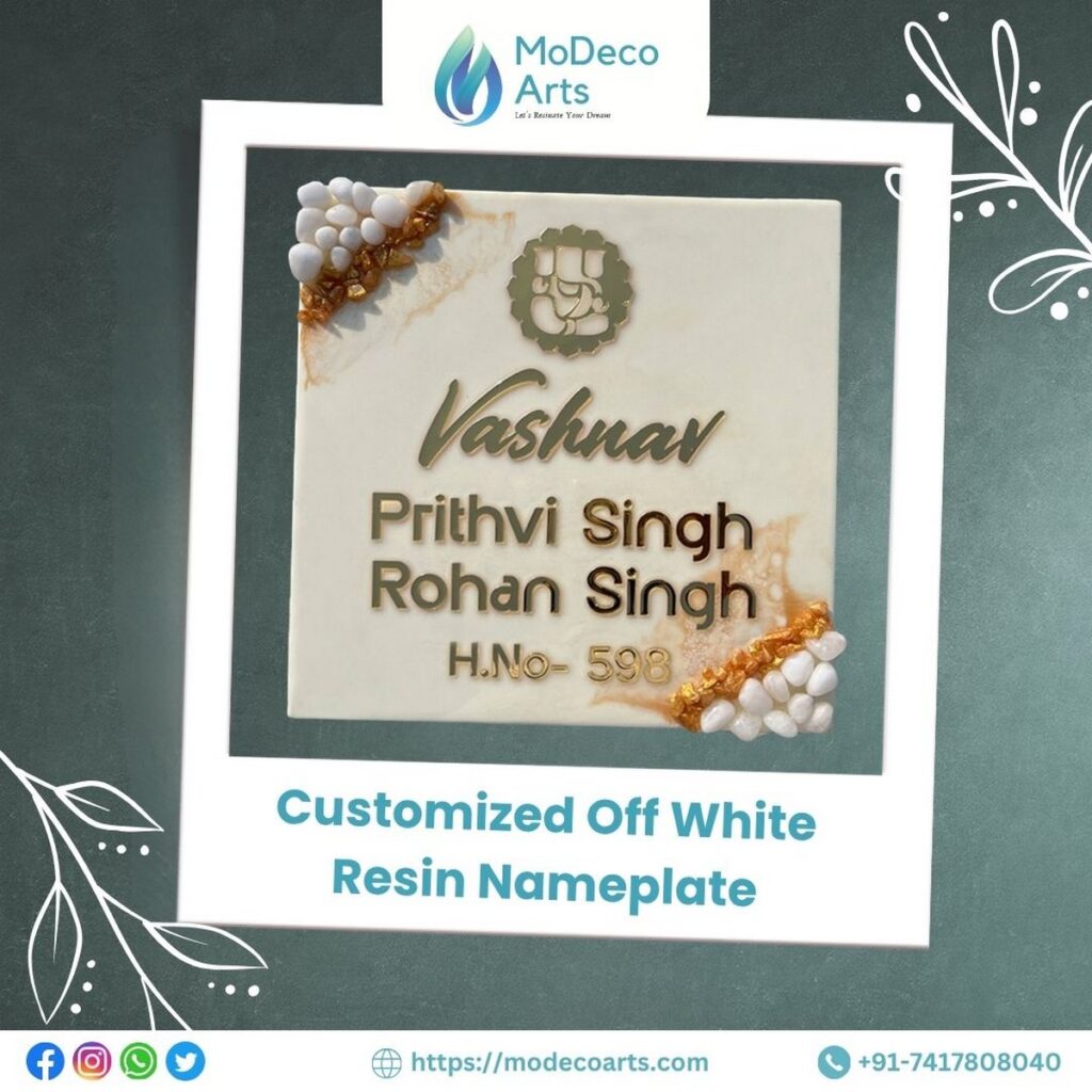 Off White Resin Nameplate