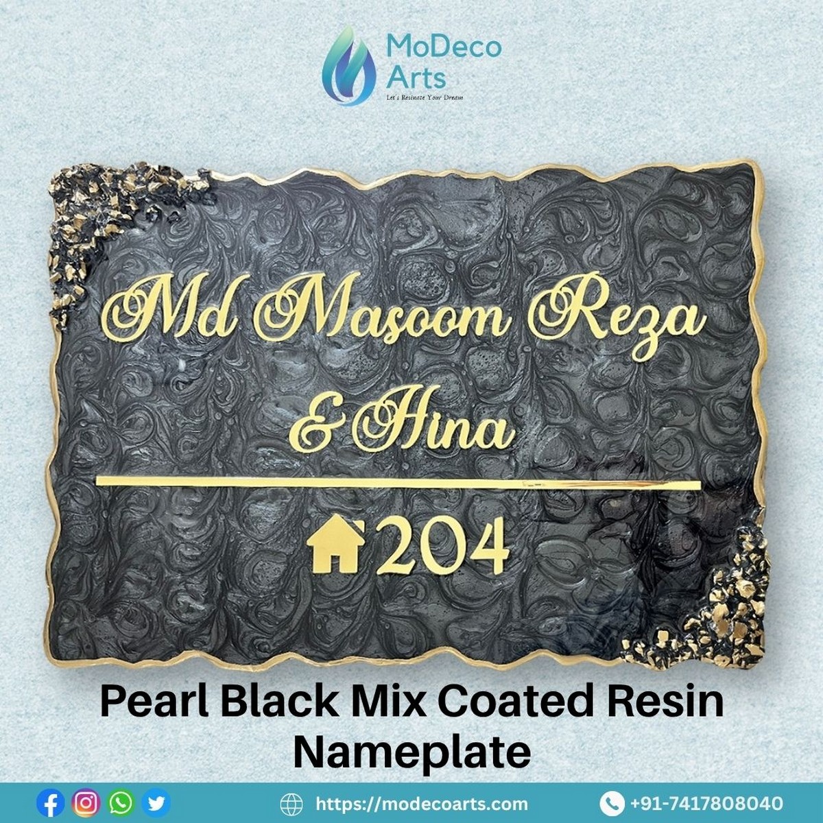 Pearl Black Resin Nameplate