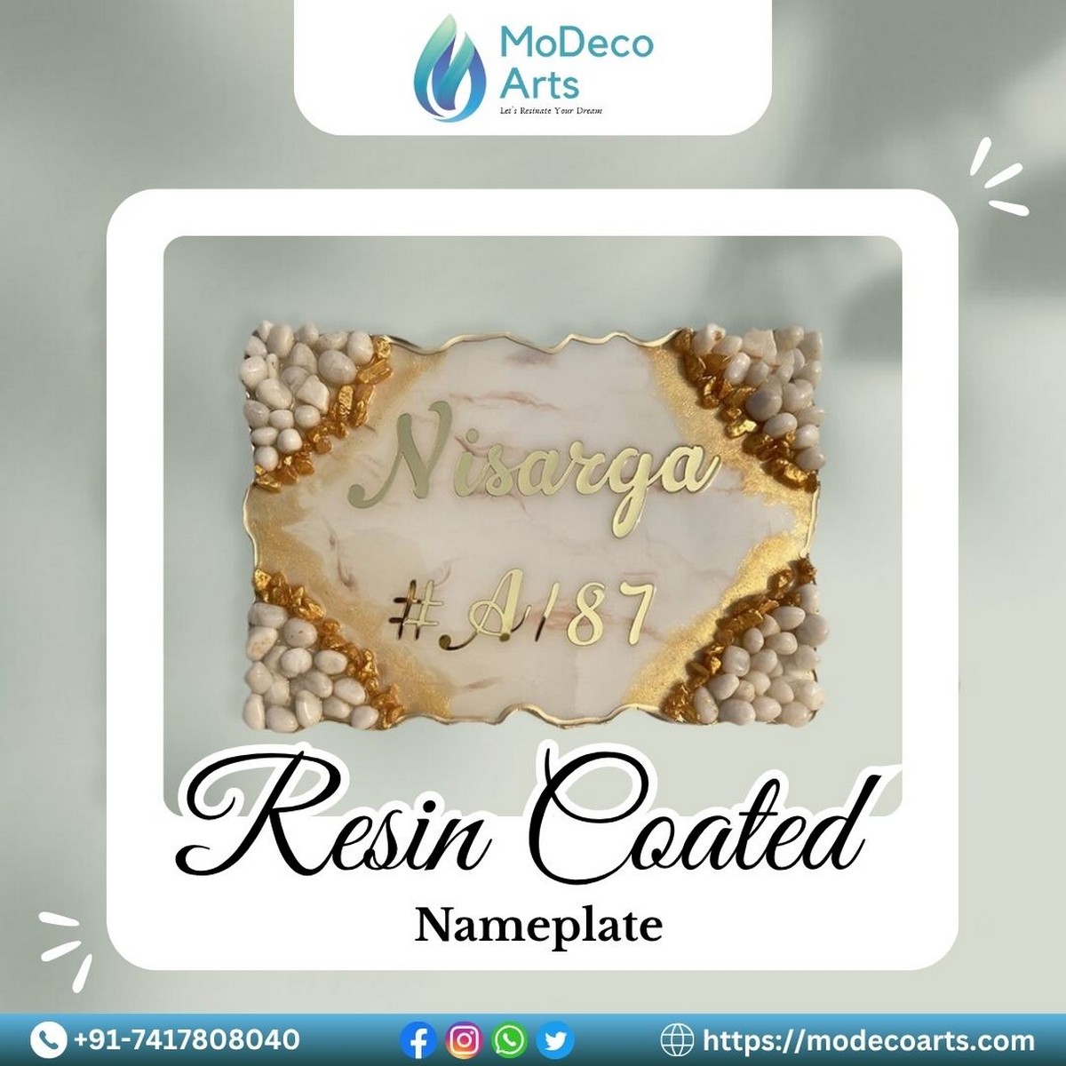 Pebbles Resin Coated Nameplate