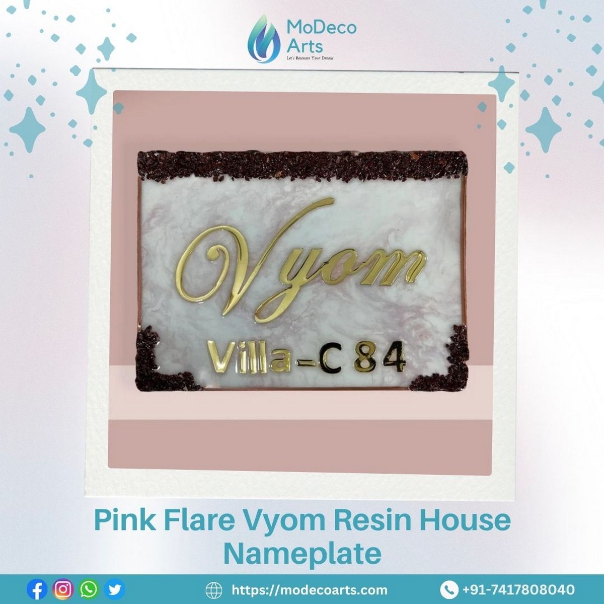 Pink Flare Resin Nameplate