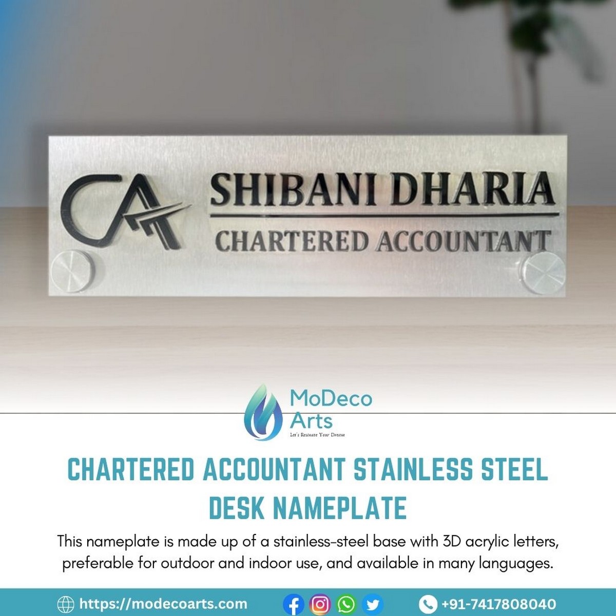 Stainless Steel Desk Nameplate