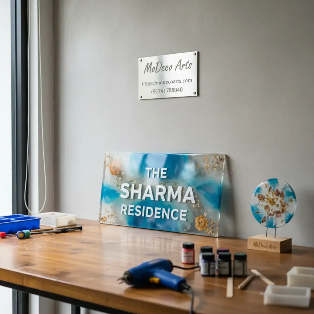 epoxy resin customized name board decor