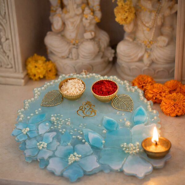 Beautiful Ganesha Resin Prayer Plate Puja
