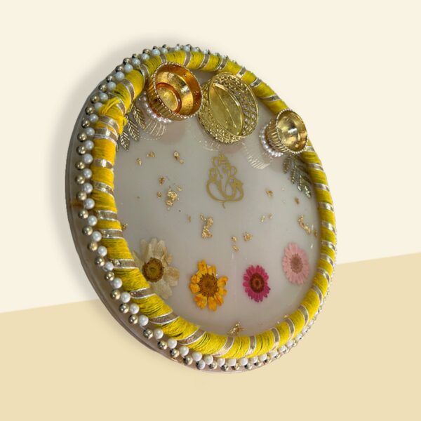 Beautiful Pooja Platter Festive Season Yellow