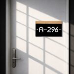 Black and Wooden Textured Acrylic House Number Plate 3