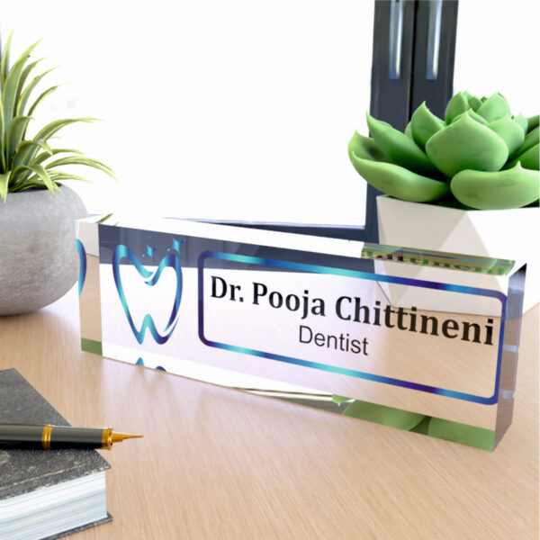 Dentist Teeth Logo Design Acrylic Professional Desk Nameplate