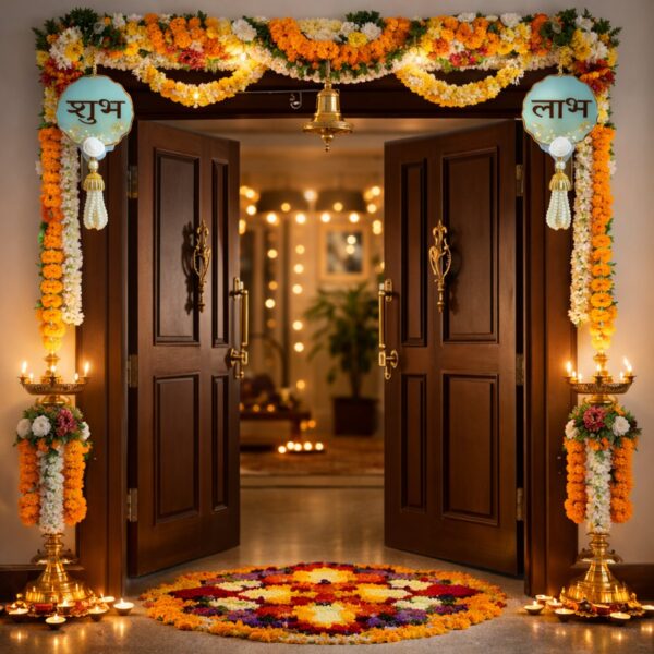 Festive Decor Subh Labh In Blue