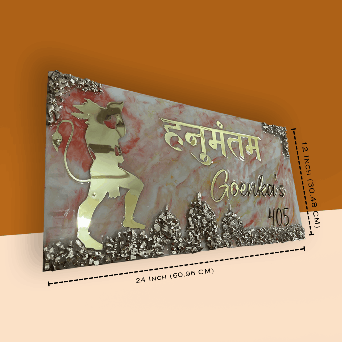 Hanumantam Theme Lord Hanuman Resin Nameplate 2