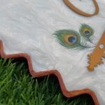 Kamdhenu Cow Designed Pearl Swirl Resin Nameplate 3