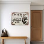 Kamdhenu Cow Designed Pearl Swirl Resin Nameplate 4