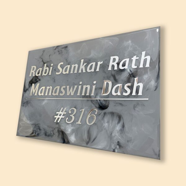 Metallic Grey and Black Theme Resin Coated Nameplate 4