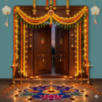 Subh Labh for Festive Decor in White Flower Design 1