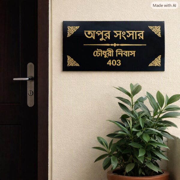 Apur Shongshar Granite House Nameplate
