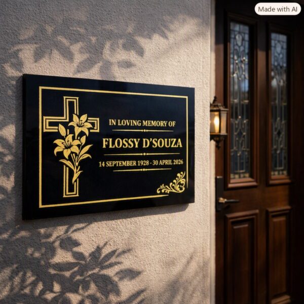 Black Memorial Granite Nameplate